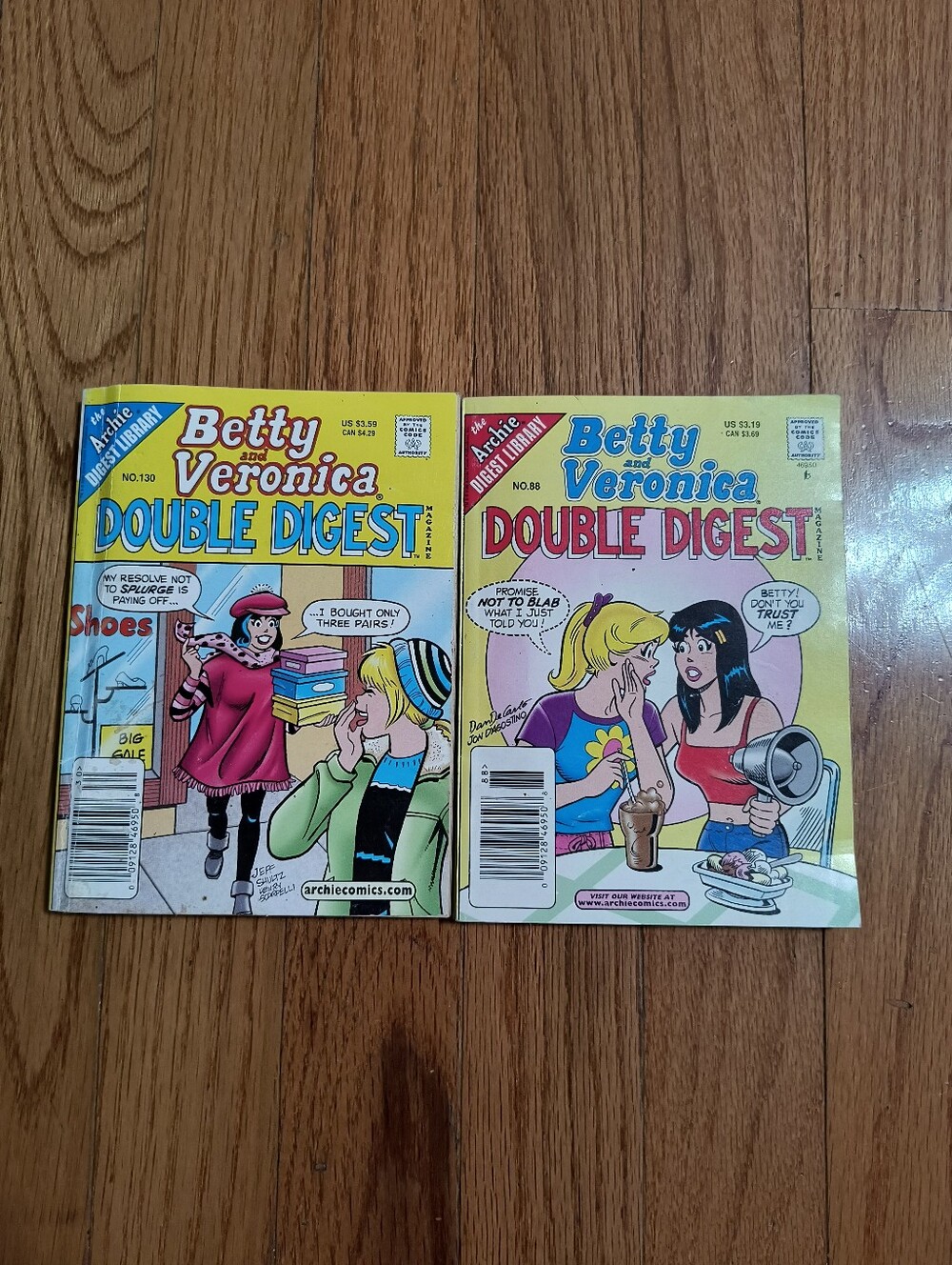 Bundle of two "Betty and Veronica Double Digest" comic magazines,issues 88&130